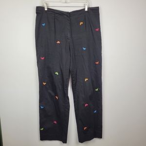 Coldwater Creek Black High Rise Wide Leg  Butterfly Pants size XL